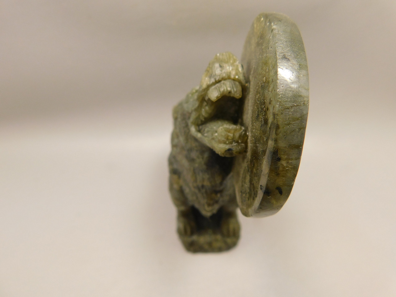 Howling Wolf Moon Figurine Labradorite 6 inch Coyote Carving #O445