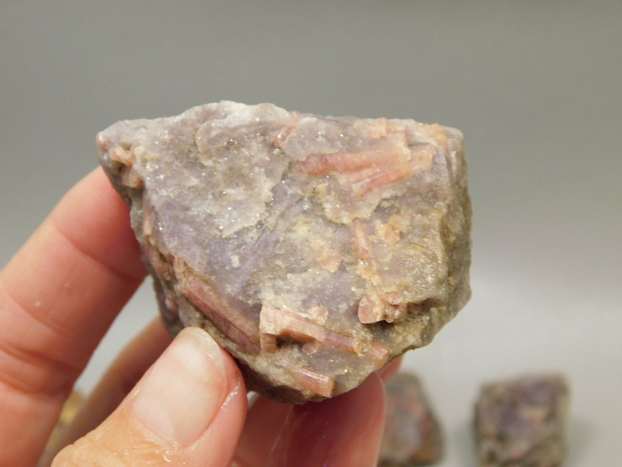 Lepidolite with Tourmaline Rough Rock Lapidary Stone Pala #O2
