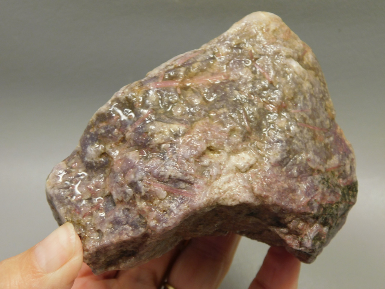Lepidolite with Tourmaline Rough Rock Lapidary Stone Pala #O4