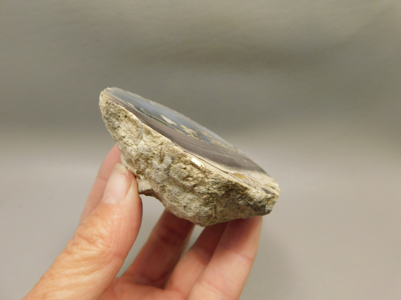 Dugway Thunderegg Polished Rock Geode Blue Agate #O22