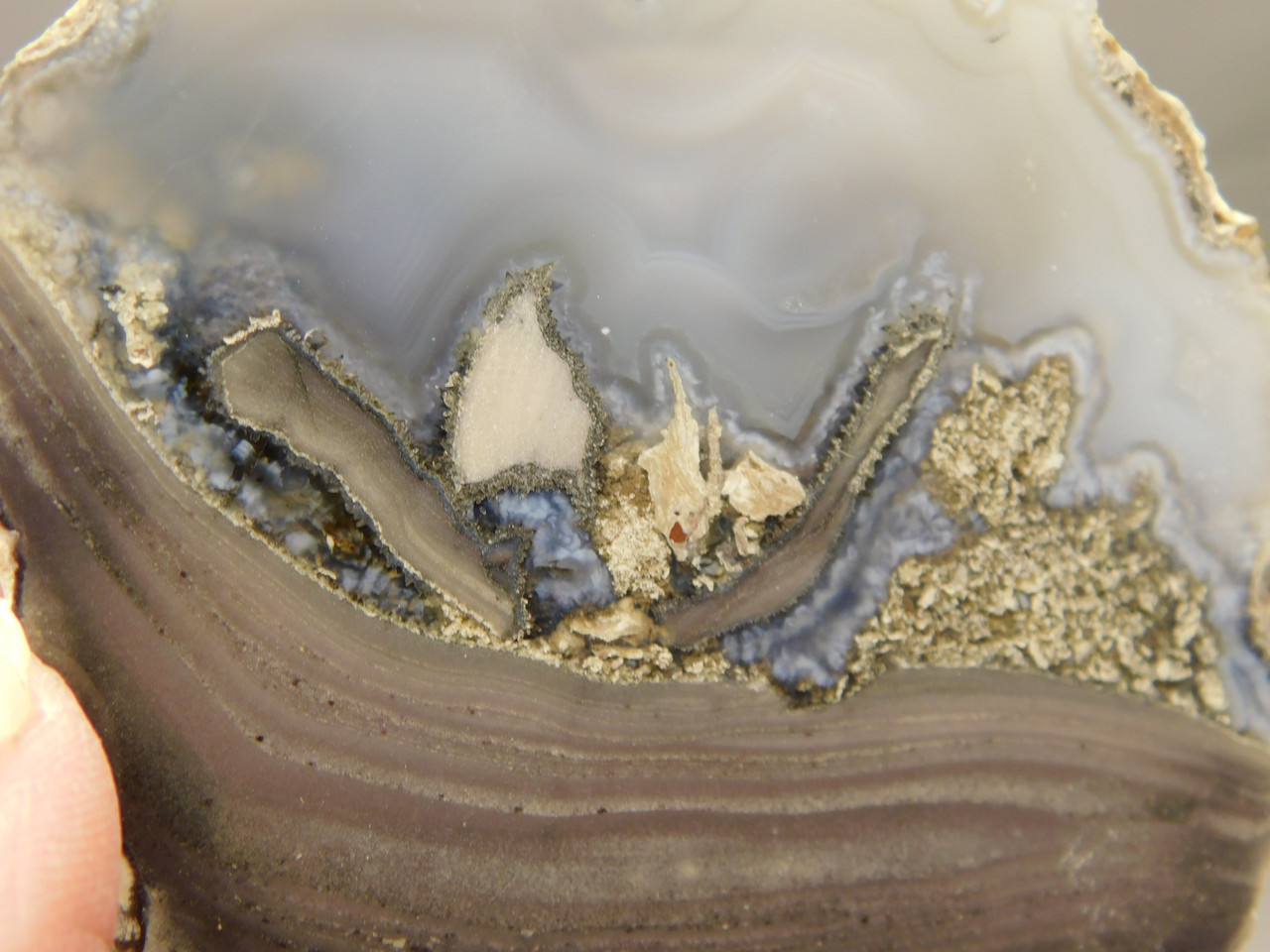 Dugway Thunderegg Polished Rock Geode Blue Agate #O22