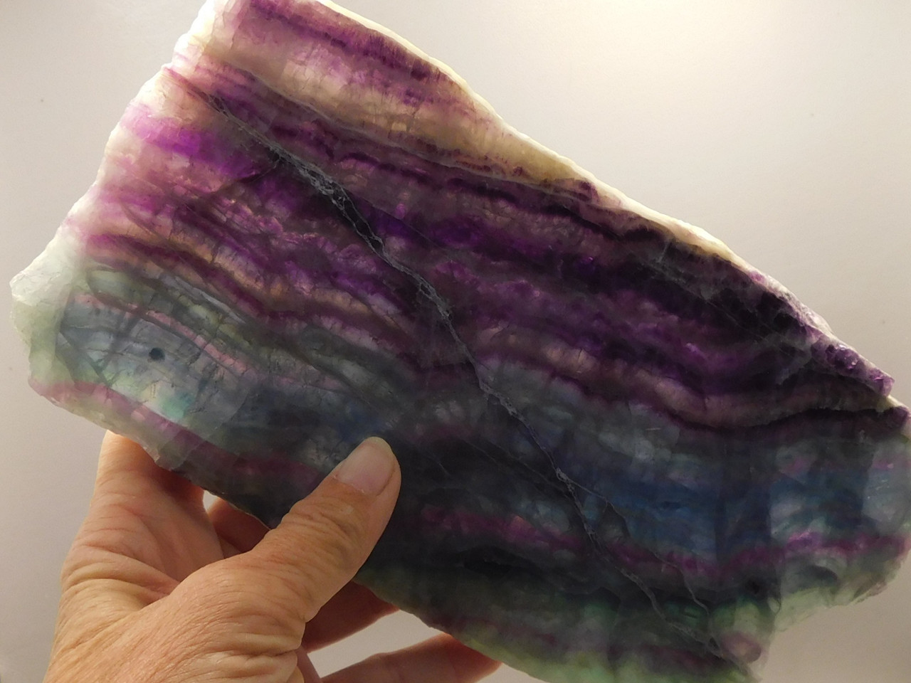 Green and Purple Banded Fluorite Polished Slab Crystal Healing Stone Rock #O1