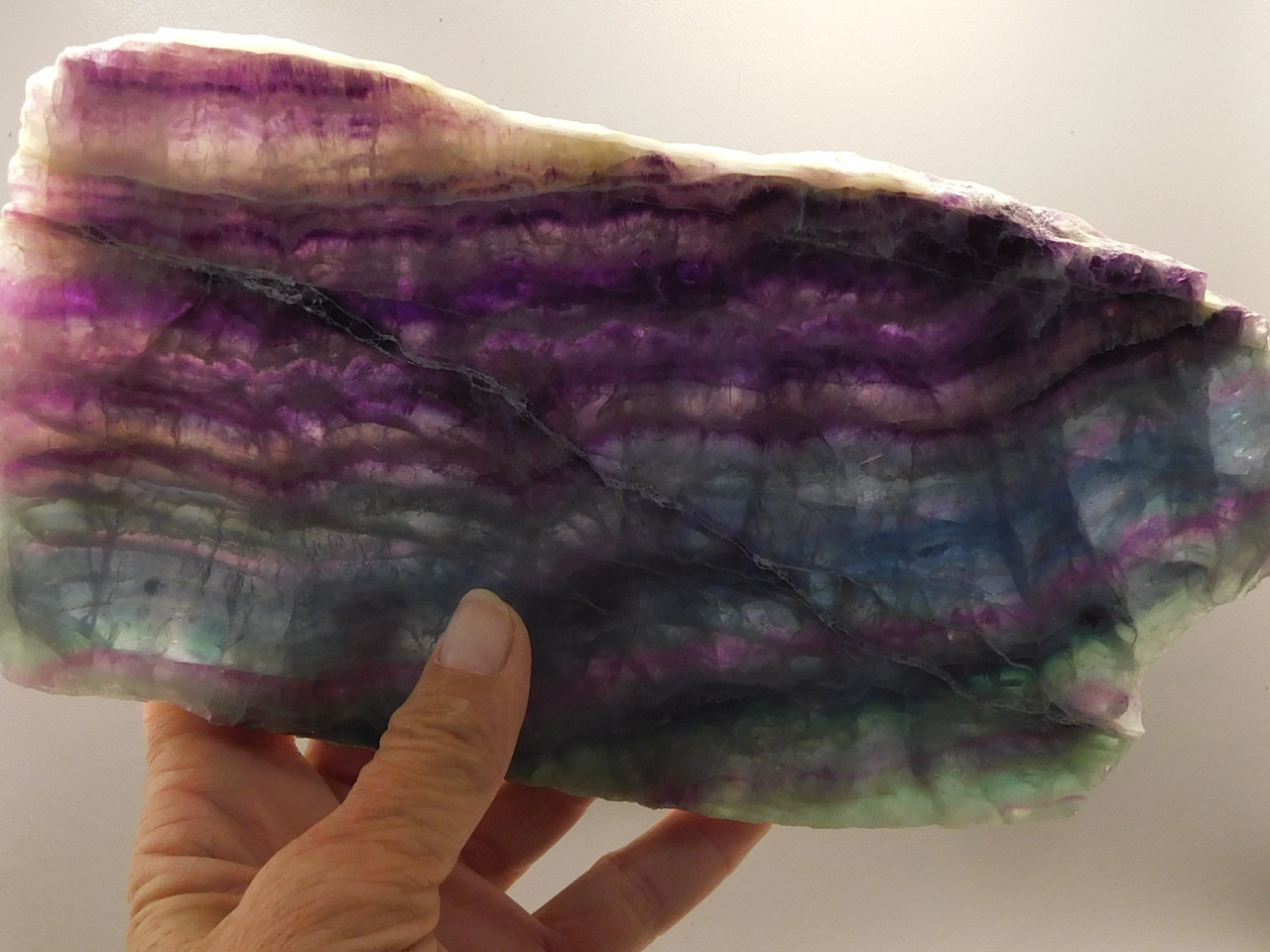 Green and Purple Banded Fluorite Polished Slab Crystal Healing Stone Rock #O1