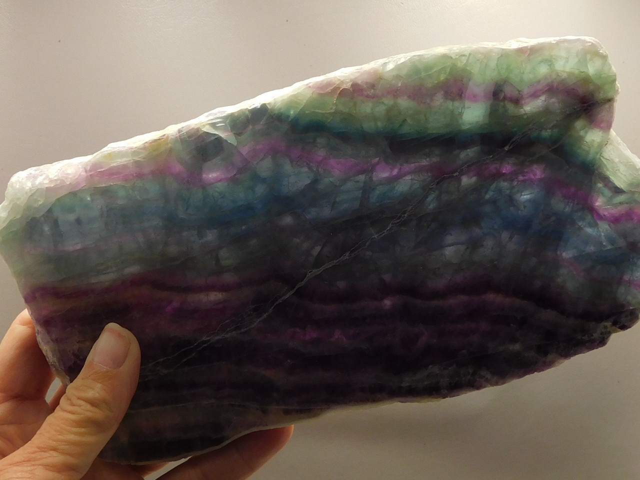 Green and Purple Banded Fluorite Polished Slab Crystal Healing Stone Rock #O1