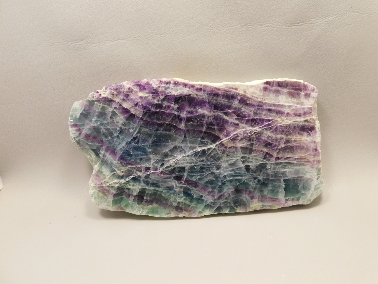 Green and Purple Banded Fluorite Polished Slab Crystal Healing Stone Rock #O1