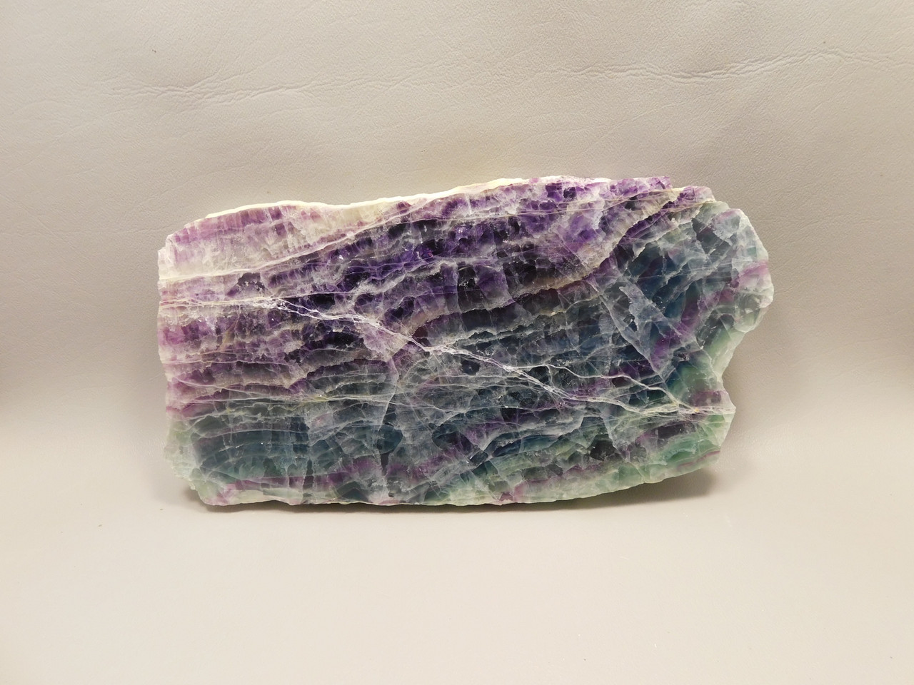 Green and Purple Banded Fluorite Polished Slab Crystal Healing Stone Rock #O1