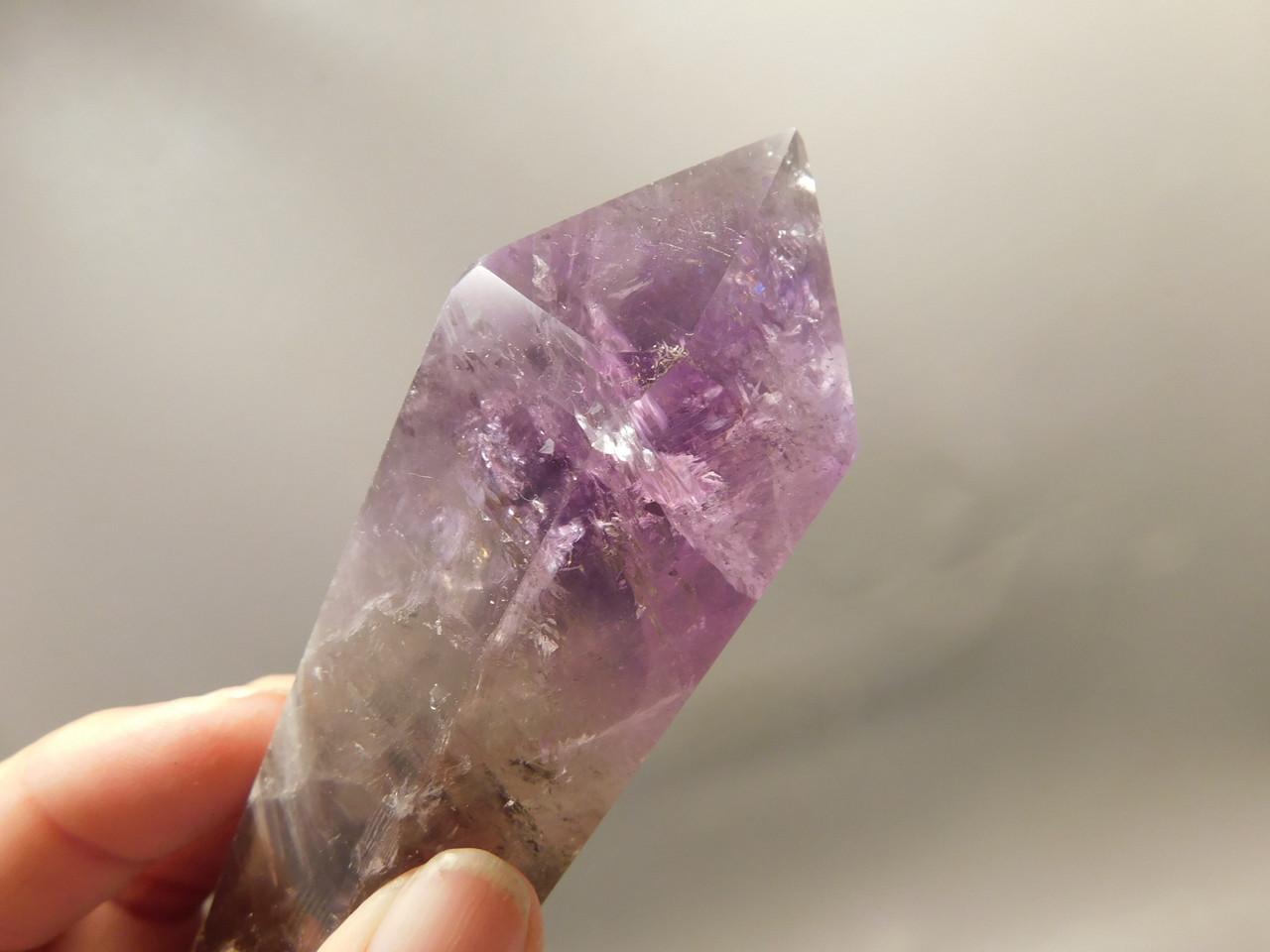 Amethyst and Smoky Quartz Crystal 5 inch Double Terminated Point #O16
