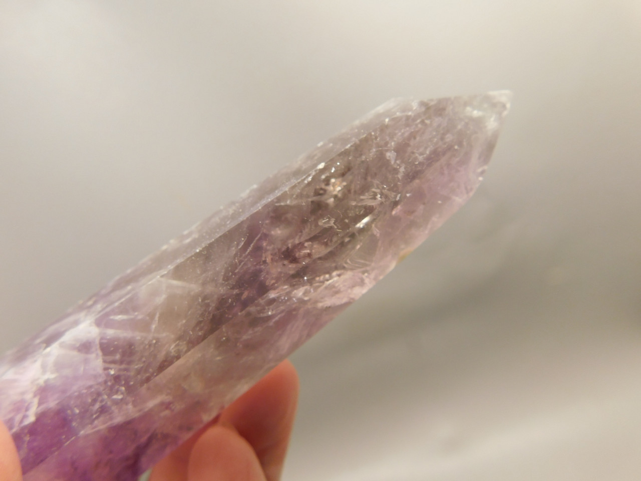 Amethyst and Smoky Quartz Crystal 5 inch Double Terminated Point #O16
