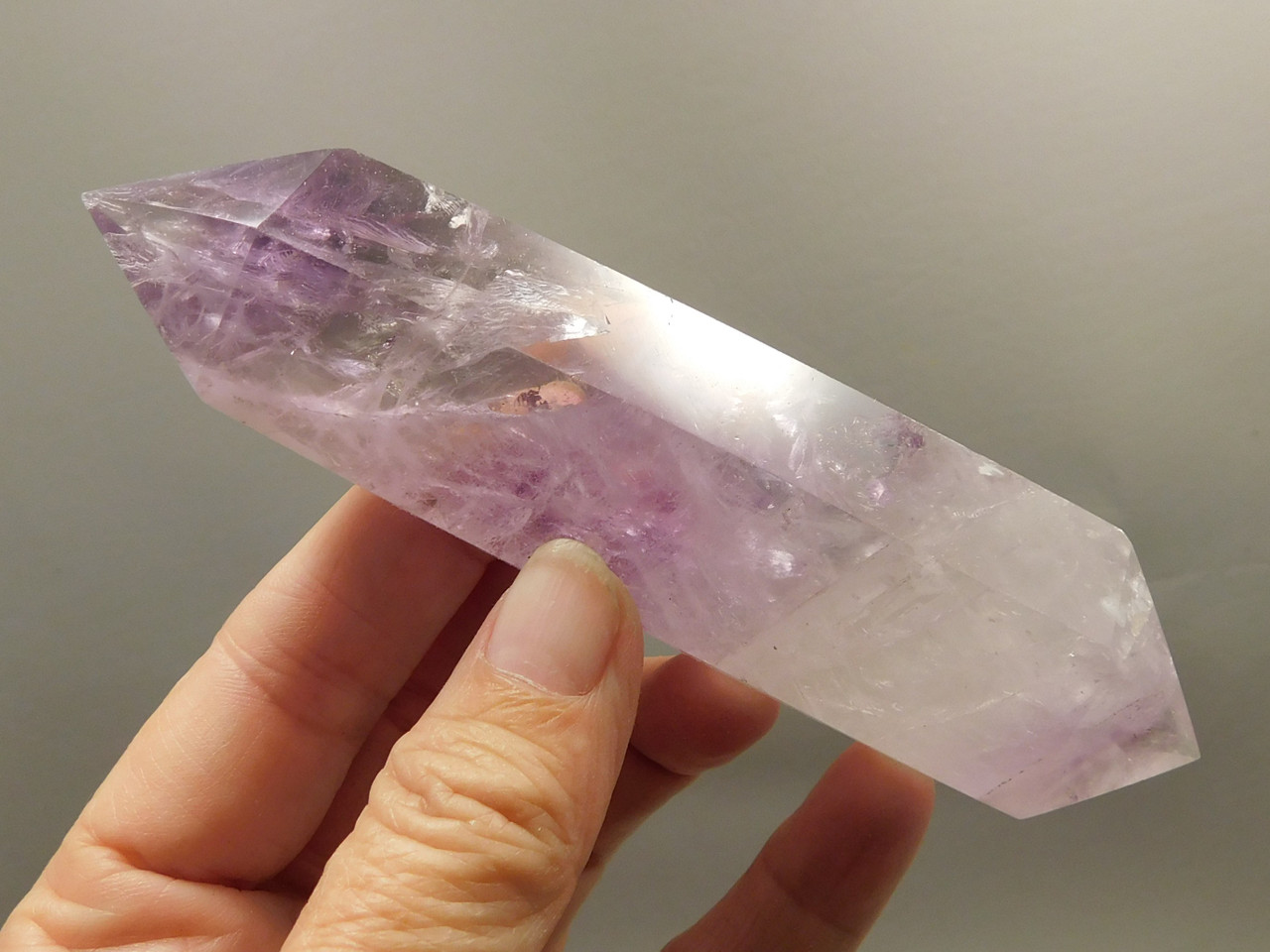 Amethyst and Quartz Double Terminated Crystal 5 inch Natural Stone #O21