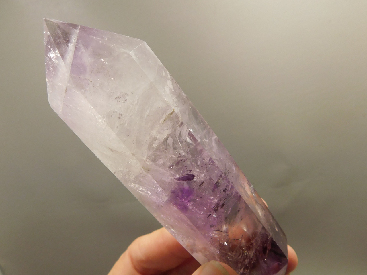 Amethyst and Quartz Double Terminated Crystal 5 inch Natural Stone #O21