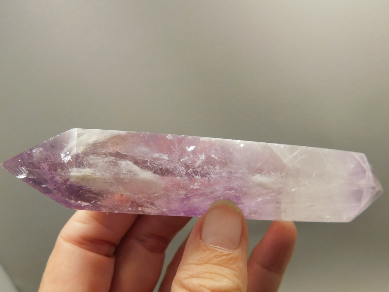 Amethyst and Quartz Double Terminated Crystal 5 inch Natural Stone #O21