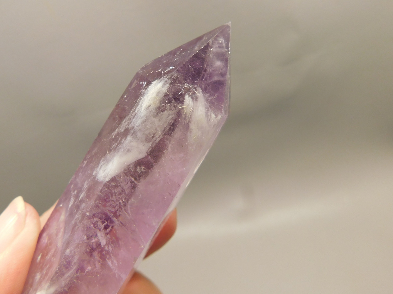 Amethyst and Quartz Double Terminated Crystal 5 inch Natural Stone #O21