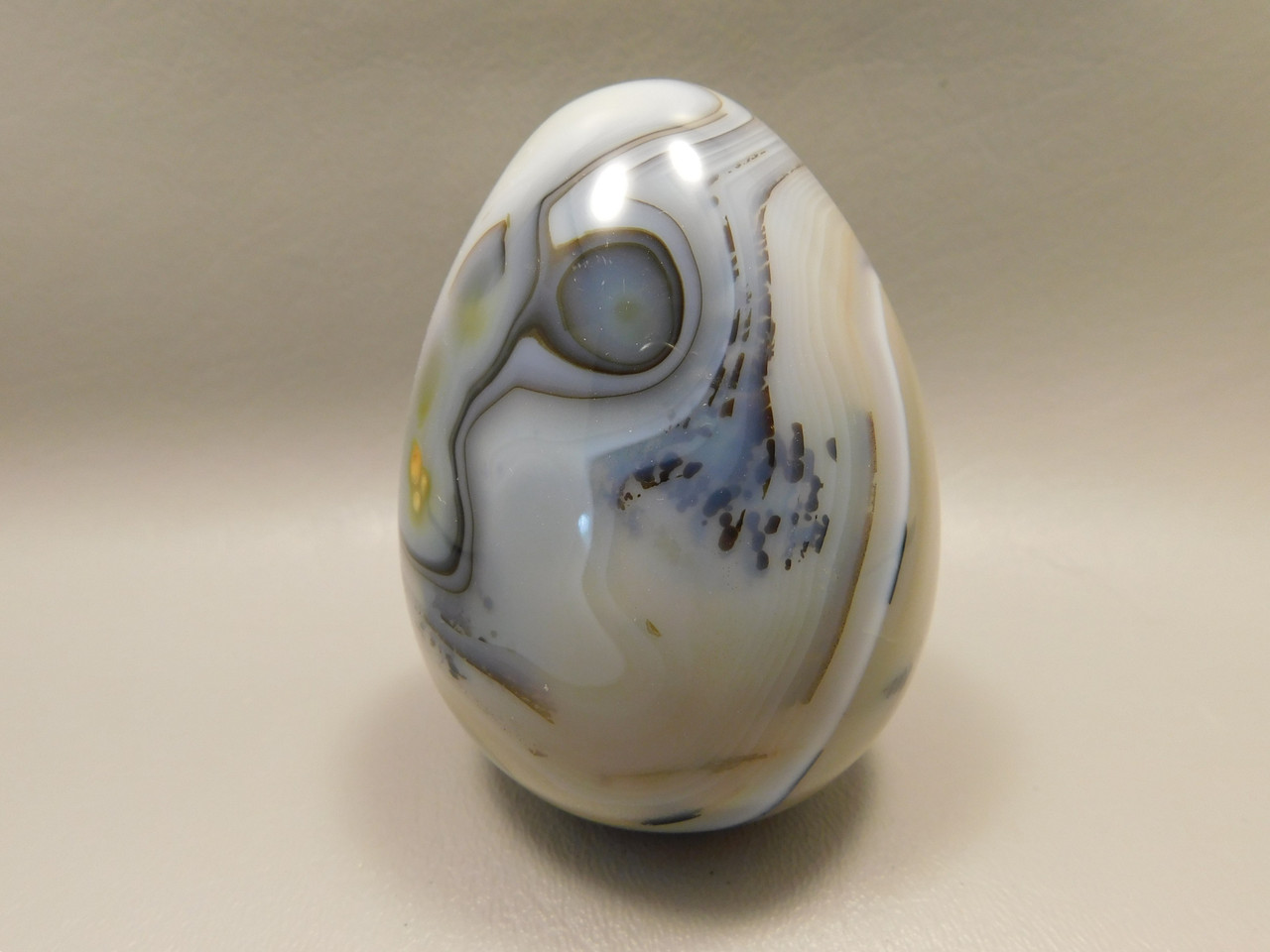 Agate Egg Shaped Stone Carving Large 3.1 inch Polished Rock #O12
