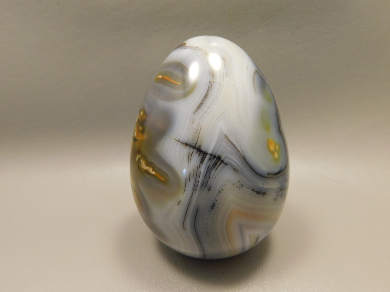 Agate Egg Shaped Stone Carving Large 3.1 inch Polished Rock #O12