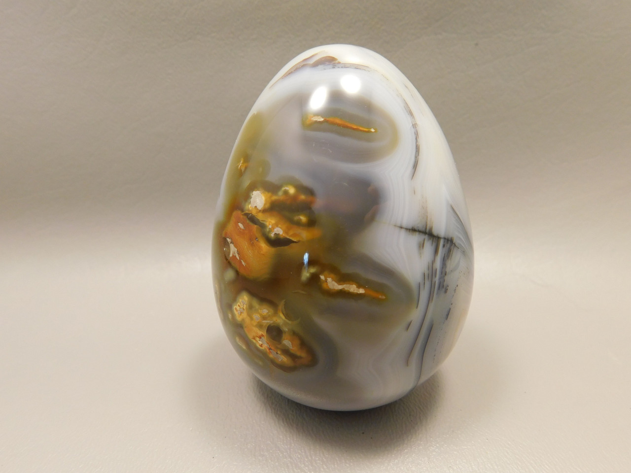 Agate Egg Shaped Stone Carving Large 3.1 inch Polished Rock #O12