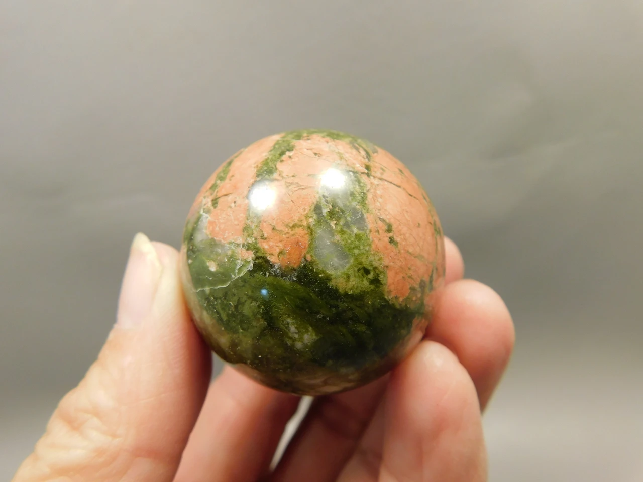 Unakite Egg Shaped 2 inch Pink and Green Stone Polished Rock #O7