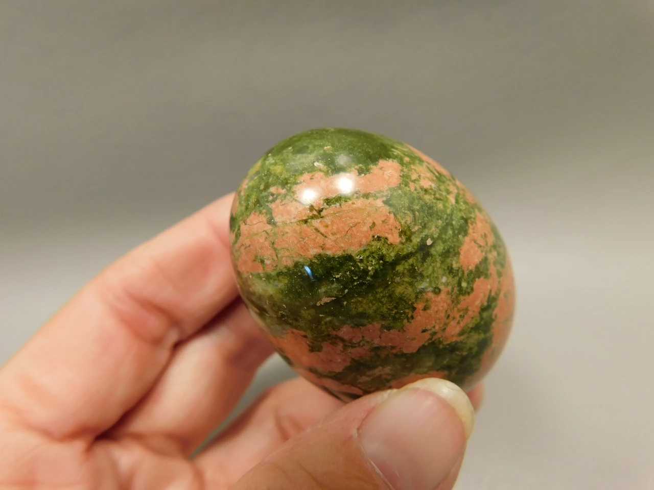 Unakite Egg Shaped 2 inch Pink and Green Stone Polished Rock #O7