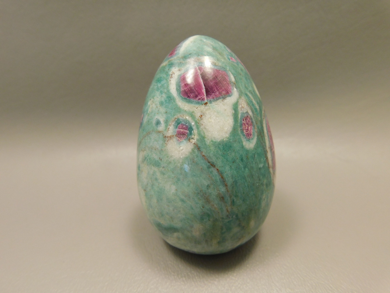 Ruby and Fuchsite Stone Egg  Carving 2.6 inch Rock #O6