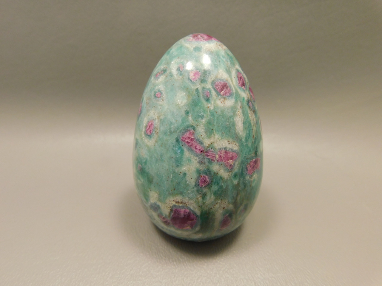 Ruby and Fuchsite Stone Egg  Carving 2.6 inch Rock #O6