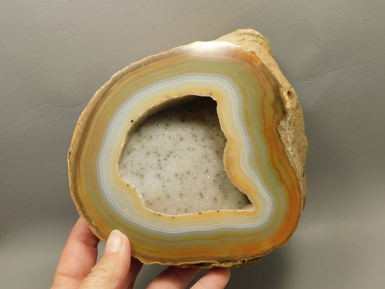 Brazilian Druse Agate Polished Stone Slab Orange Banded Rock #O3