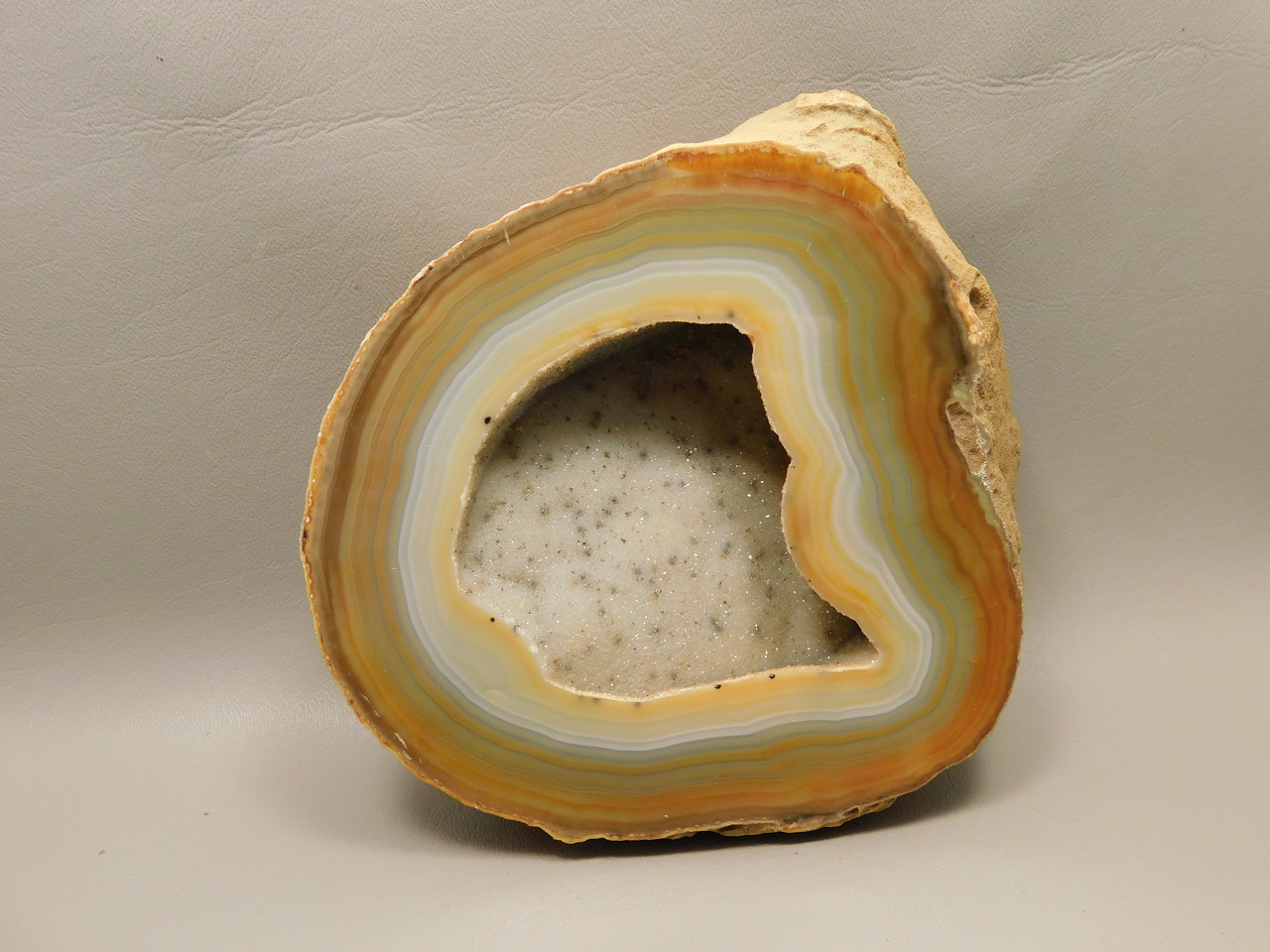 Brazilian Druse Agate Polished Stone Slab Orange Banded Rock #O3