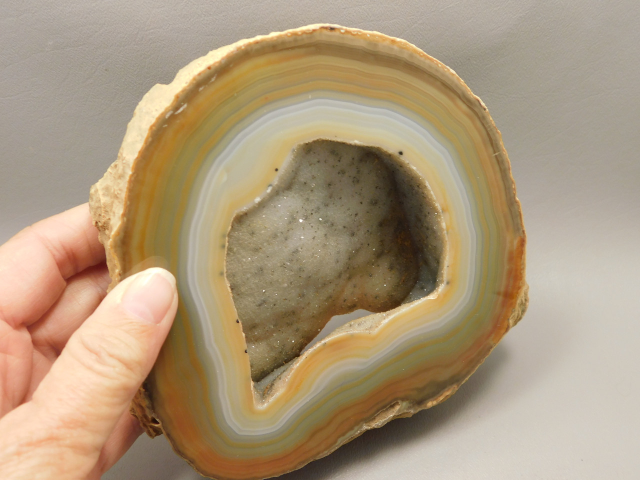 Brazilian Druse Agate Polished Stone Slab Orange Banded Rock #O3