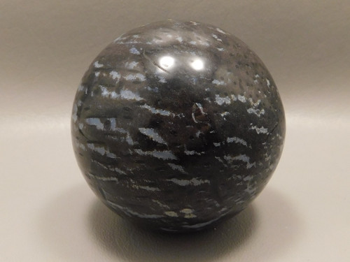 Sphere Petrified Wood Black Palm Polka Dot 2.5 inch Indonesia #O12