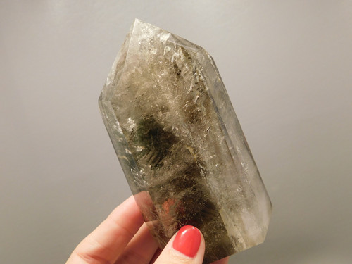 Phantom Smoky Quartz Crystal Large 4.4 inch Polished Point Tower #O2