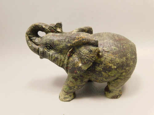 Elephant Figurine Epidote 4 inch Stone Animal Carving #O286