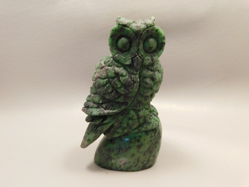 Owl Figurine Ruby and Zoisite 4.5 inch Gemstone Animal Carving #O68