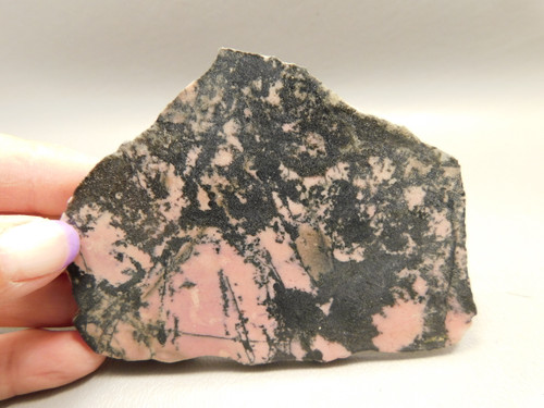 Rhodonite Polished Rock Pink Stone Slab Endcut California #O11