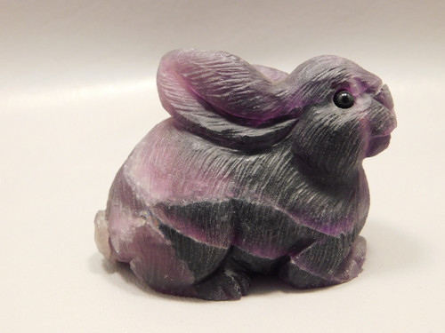 Rabbit Figurine Gemstone Animal Carving Purple Fluorite #O461 Rabbit Figurine Gemstone Animal Carving Purple Fluorite #O461