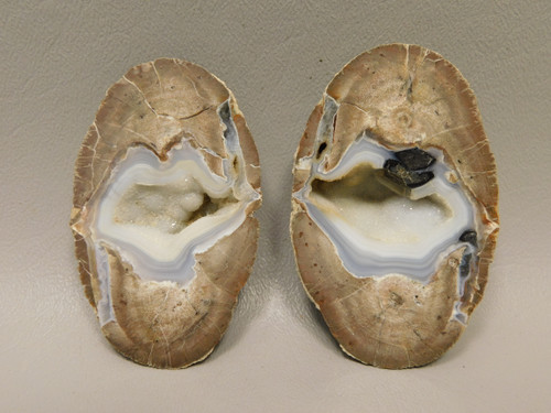 Dugway Thunderegg Pair Polished Rock Geode Blue Agate #O4PR