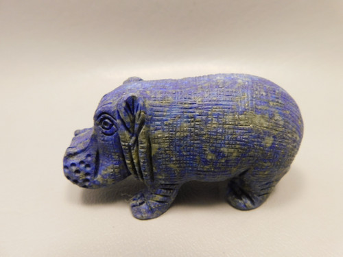 Hippopotamus Figurine Lapis Lazuli 3 inch Animal Carving #O1