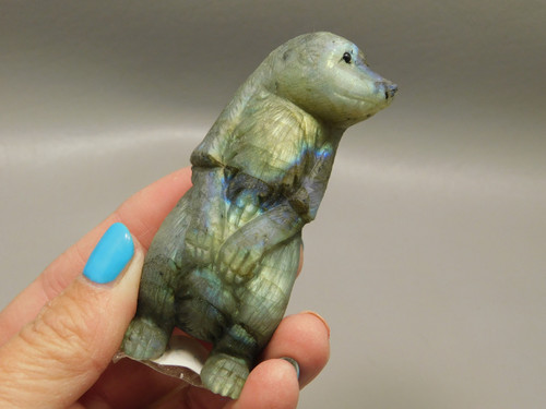 Meerkat Figurine Labradorite 3 inch Gemstone Animal Carving #O399
