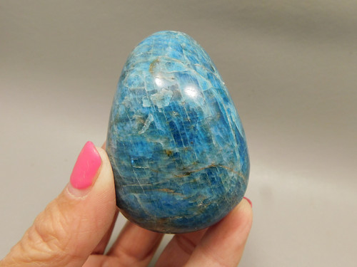 Apatite Palm Stone Healing Crystal Polished Rock 2.6 inch Blue #O3
