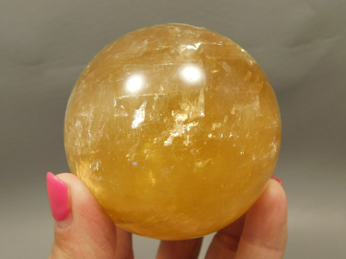 Honey Calcite Stone 2.7 inch Sphere Rock 69 mm Yellow Ball #O22