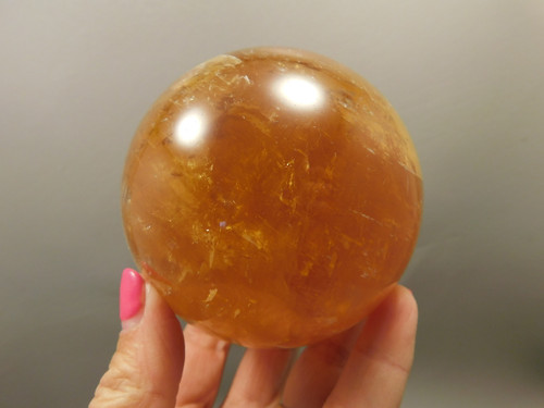 Honey Calcite Stone 3.3 inch Sphere Rock 83 mm Crystal Ball #O26