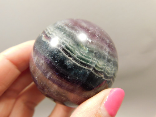 Fluorite Crystal Sphere 2 inch Mineral Banded Stone 50 mm #O5