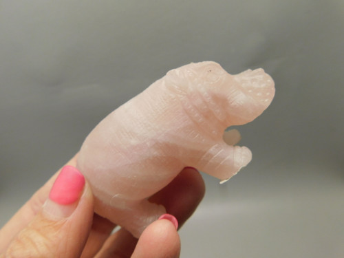 Hippopotamus Figurine Rose Quartz 3.2 inch Animal Carving #O377
