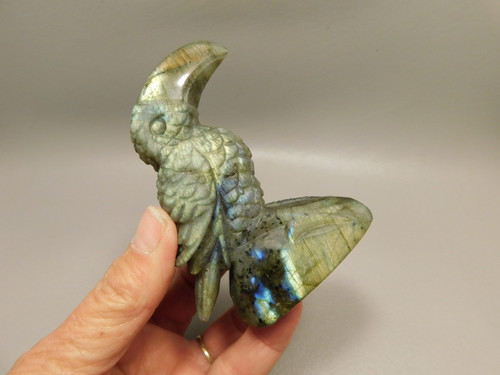 Toucan Bird Figurine Labradorite Hand Carved Rock Stone Carving #O358