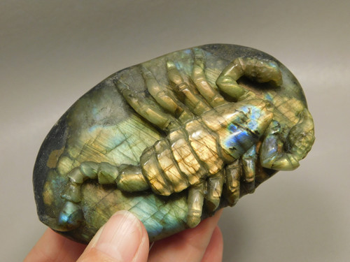 Scorpion Figurine Gemstone Animal Carving Labradorite  #O3
