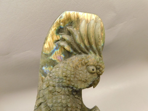 Cockatoo Cockatiel Parrot Bird Labradorite 7 inch Stone Animal Carving #O26