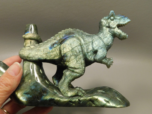 Dinosaur Carving Figurine Labradorite 4.45 inch Carved Tyrannosaurus Rex #e122