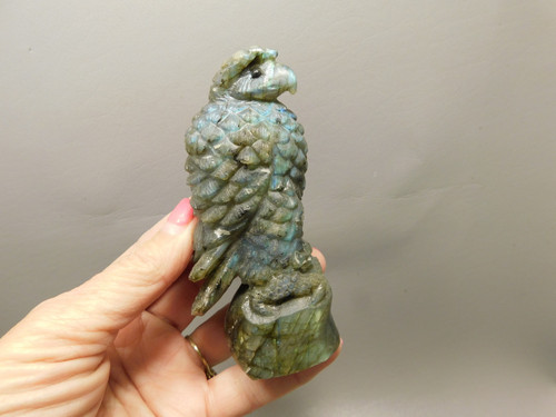 Eagle Figurine Animal Carving 4.2 inch Labradorite Stone #O1