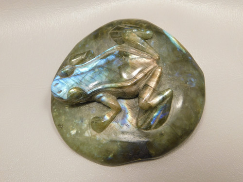 Frog Figurine Labradorite Carved Rock 3.25 inch Stone Animal #O68