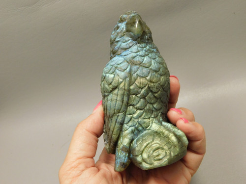 Parrot Bird Figurine Labradorite Hand Carved 4.5 inch Gemstone #O66