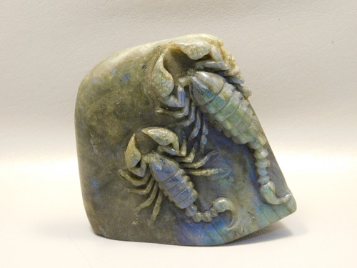 Scorpion Carving Figurine Animal Labradorite Hand Carved Rock #O205