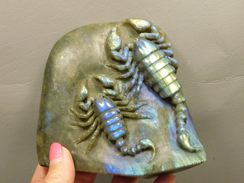 Scorpion Carving Figurine Animal Labradorite Hand Carved Rock #O205