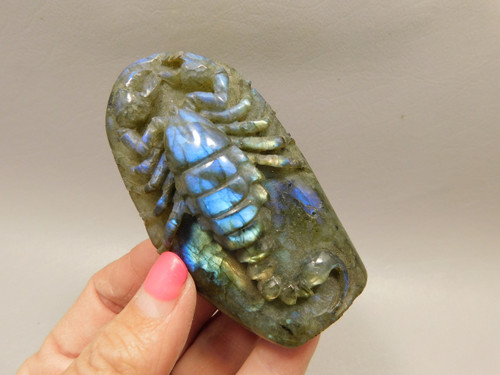 Scorpion Figurine Gemstone Animal Carving Labradorite Rock #O10 Scorpion Figurine Gemstone Animal Carving Labradorite Rock #O10